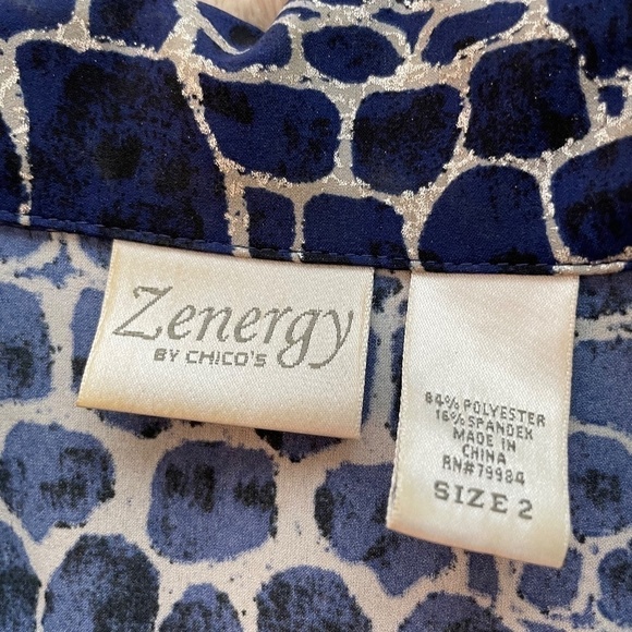 Zynergy By Chicos Women's Size 2/M Stretch Collared Long Sleeve Pockets Top. - Picture 4 of 15